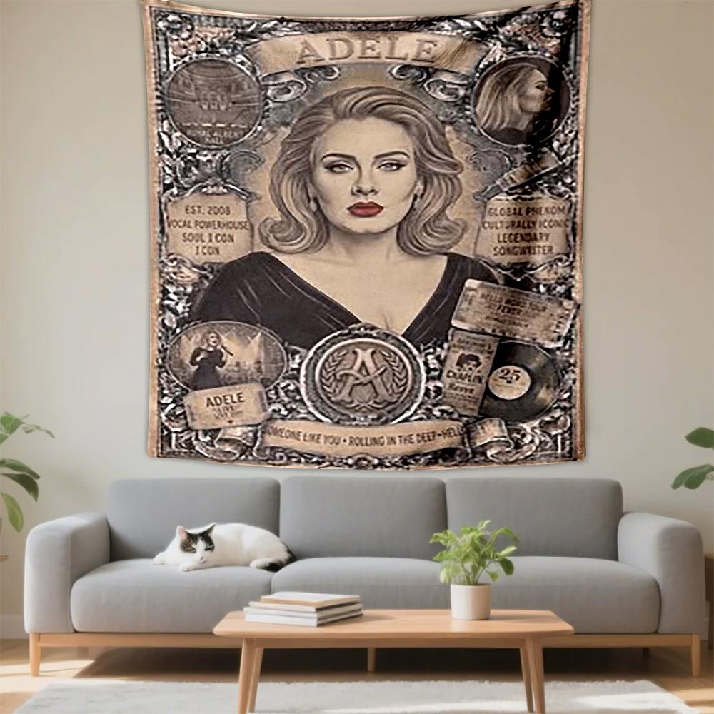 Tapestry Adele Soul Singer Vintage Ornate Portrait Vinyl Poster Wall Hanging