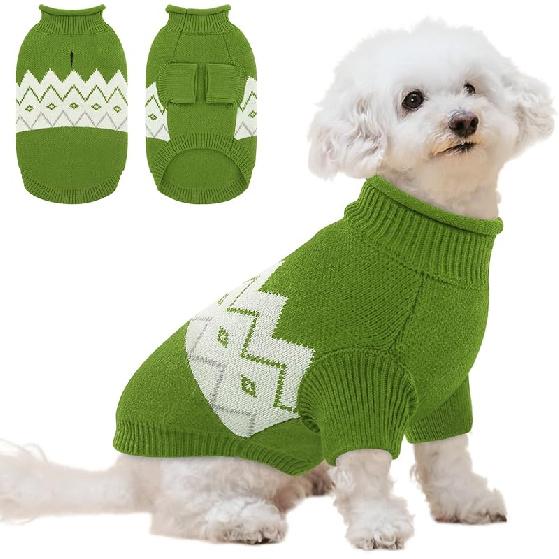 Queenmore Warm Dog Sweater, Soft Pet Knitwear, Knitted Pullover, Vlentines Day Gifts Winter Pet Clothes for Small Medium Dogs Cats