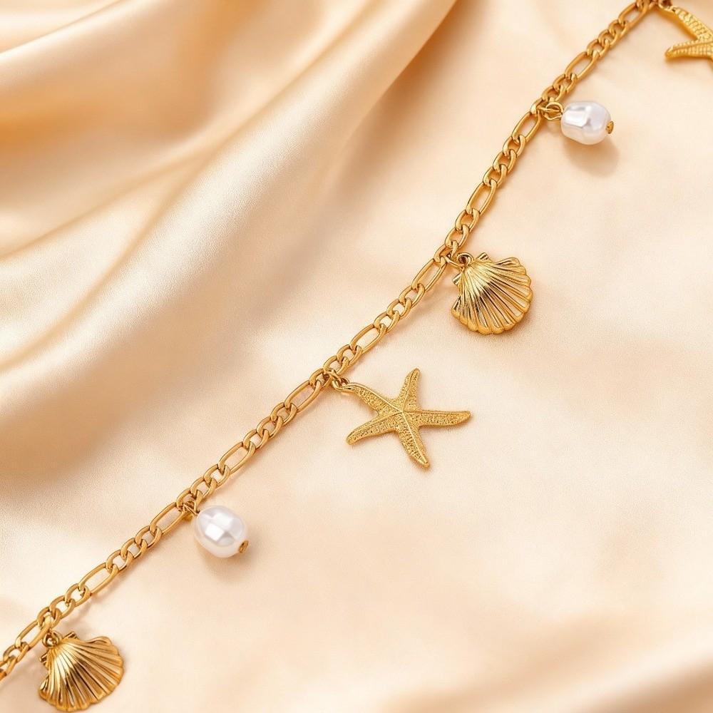 2 Pcs/set Shell Beads Body Chain Imitation Pearl Belly Chains Elegant Starfish Waist Chain  Summer