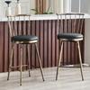 Modern Metal Bar Stool in Windsor Style with Upholstered Seat for Kitchen Islands, Bars, Restaurants; Bar Height; Vintage and Minimalist Style
