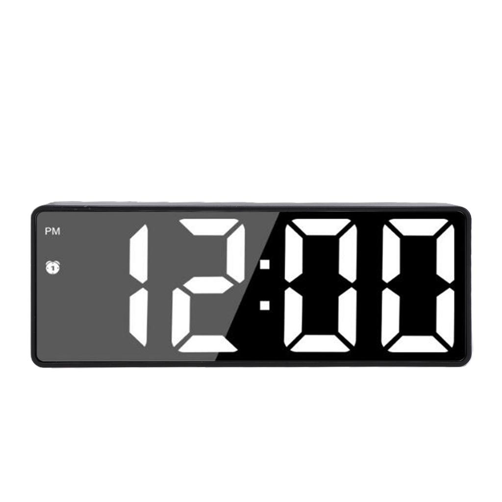 LED Mirror Alarm Clock Smart Digital Clock with Voice Control Multifunction Large Display Silent Movement