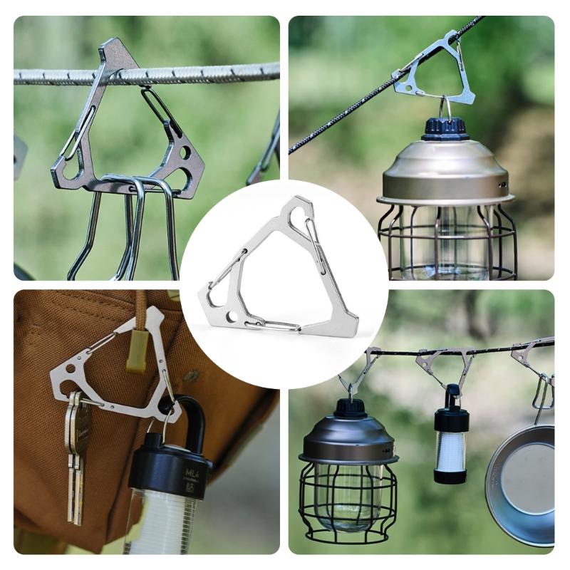  Triangular Carabiner Clip Spring  Kettles Buckles Metal Steels Keychains Hook Outdoor Accessories