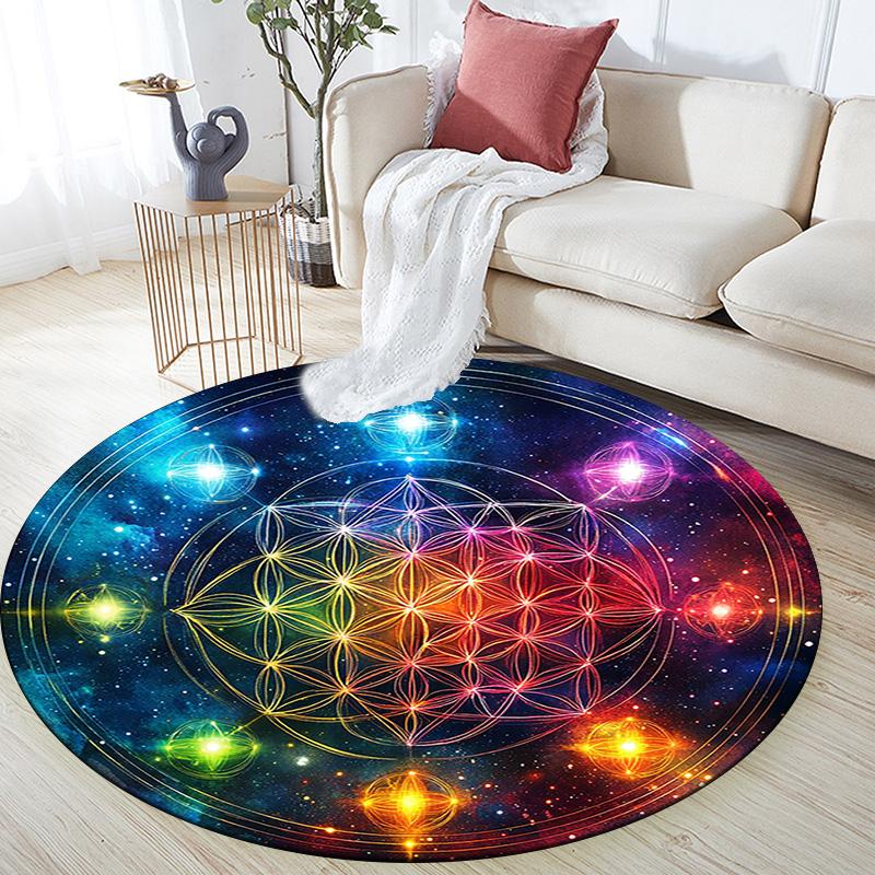 Chakra Round Area Rug,Carpet Rug for Living Room Bedroom Sofa Playroom Decor,Non-slip Floor Mat