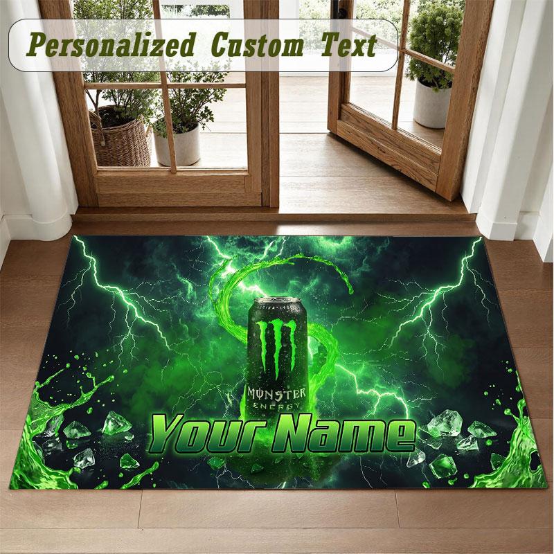 Kristall Samt Quadratischer Teppich Benutzerdefinierter NameMonster Energy Muster Rutschfest Zuhause Boden Dekor Teppich
