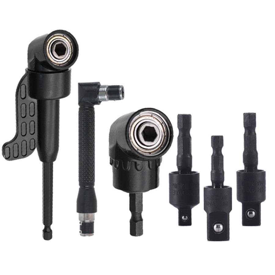 

105-Degree Bit Angle Adapter Set - 360° Swivel Extension Rods with Colored Ball Bearings for Screwdrivers