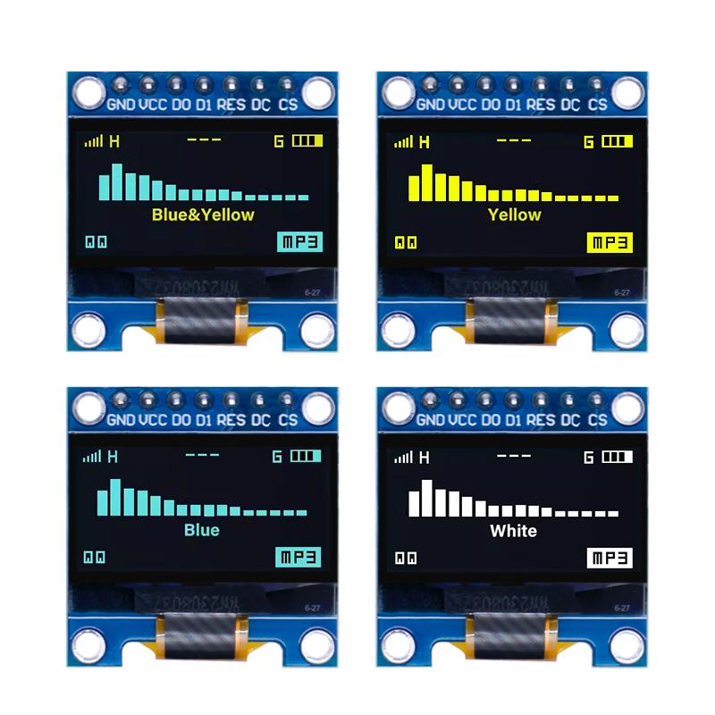 1,96-Zoll-OLED-Displaymodul 118x61 Auflösung 1-Pin 7-Pin IIC I1C Weiß-Blau-Gelber Bildschirm für Arduino Elektronische Entwicklung