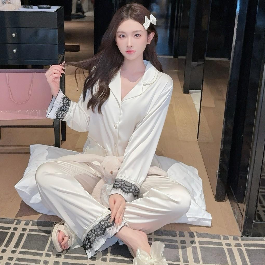 New Xiaoxiangfeng pajamas women's spring and autumn lace high-end long-sleeved trousers loungewear set