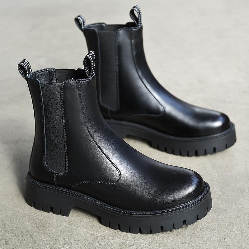 Stivali Martin da uomo alti autunno e inverno stivaletti stile britannico suola spessa stivali da motociclista da uomo stivaletti Chelsea da uomo