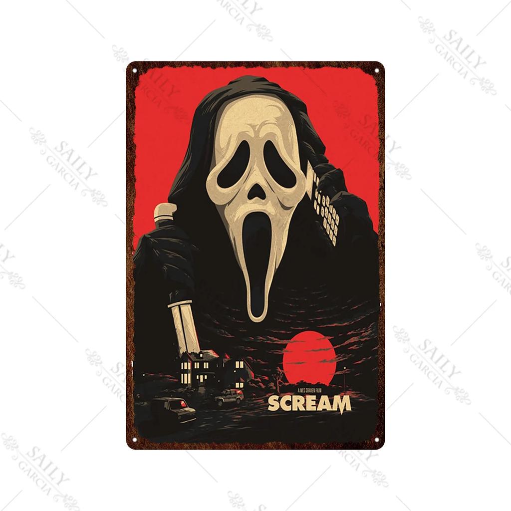 Scream Dead Horror Film Metal Tin Sign Posters Movies American Wall Art Metal Plates Man Cave Pub Bar Sign Metal Decor Plaques