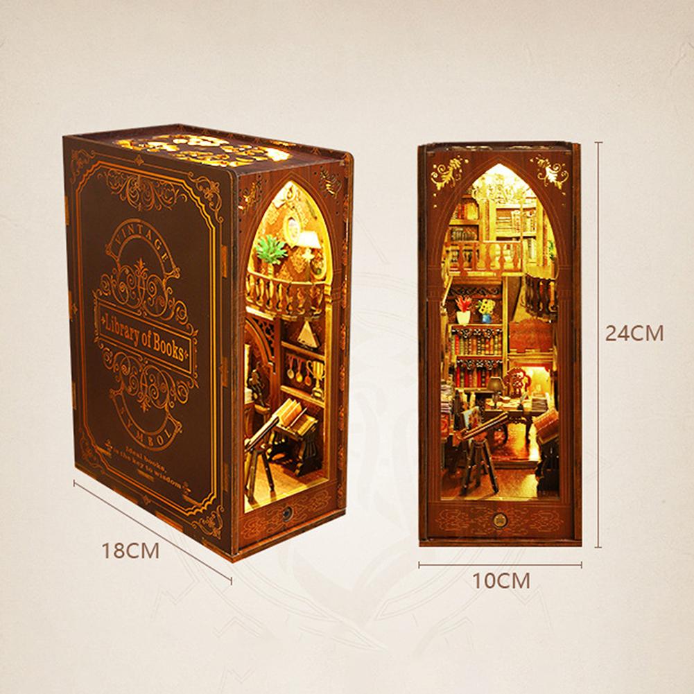 DIY 3D Books Nooks Kits With Warm Light Multifunctional Assembly Model Decor For Bookshelf