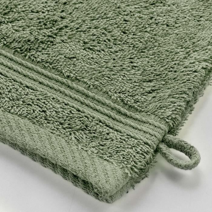 Gants de toilette - Tendresse - Lot de 2 - 100% coton - 15 x 21 cm - Kaki