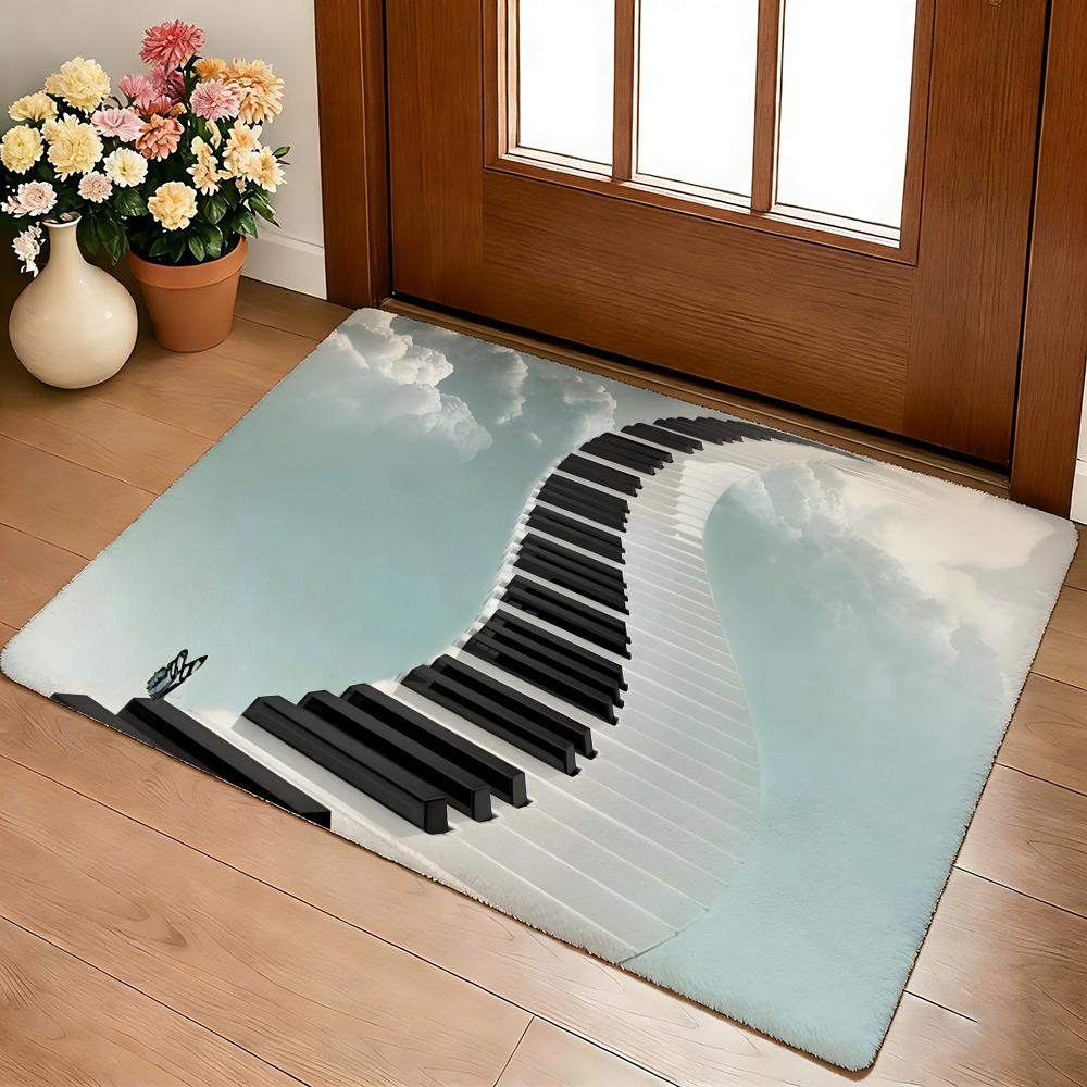 Muzieknoot Piano Patroon Vloermat Gezellige Flanel Zacht Dik Antislip Mat Voor Woonkamer Slaapkamer Keuken Decor Vloerkleden