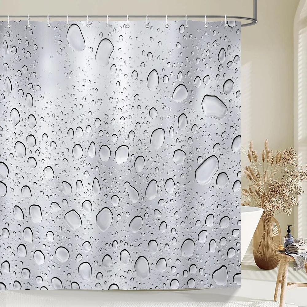 Gray Gradient Art Water Droplets Shower Curtain Print Modern Nordic Minimalist Polyster Home Decor Bathroom Curtain With Hooks