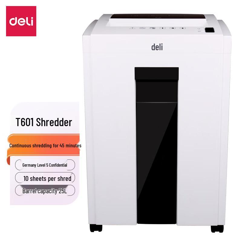 

Deli T601 Level 5 Security Cross-Cut Office Shredder CN plug (adapter included)