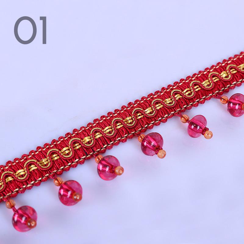 12M European Style Crystal Pumpkin Bead Curtain Fringe Trimming Upholstery DIY Curtain Lace Trim Tassel Sewing Decor Accessories