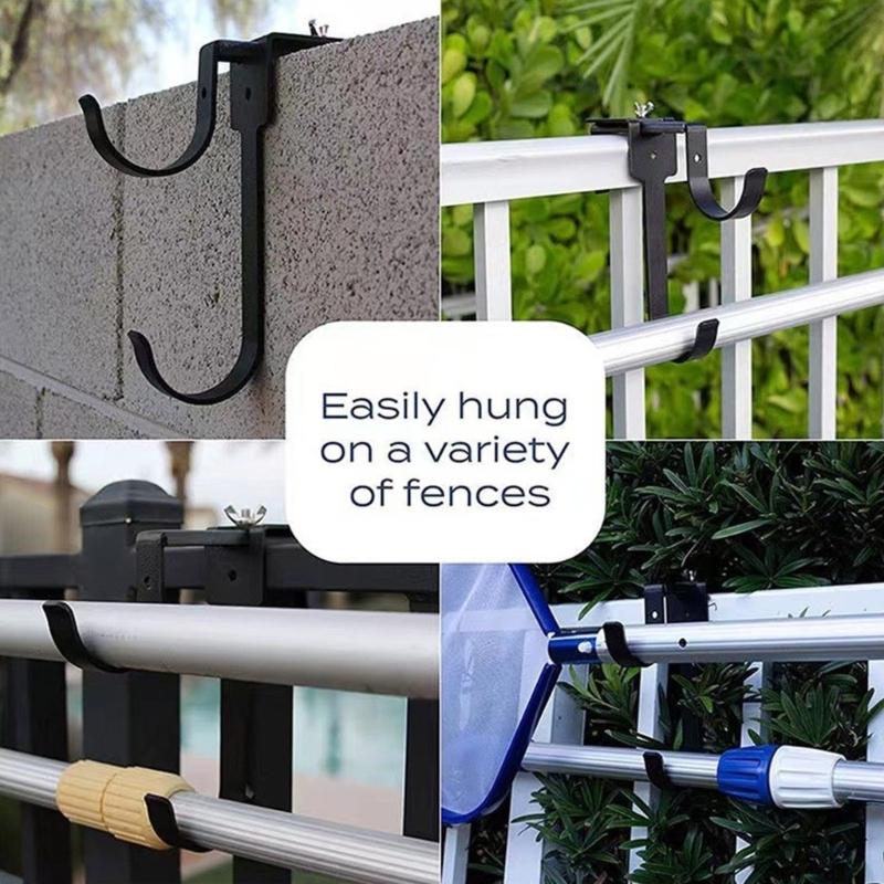 Telescopic Adjustable Fence Hook Pool Poles Hanger Metal Pool Deck Accessories Multipurpose Swimming Accessory Holder