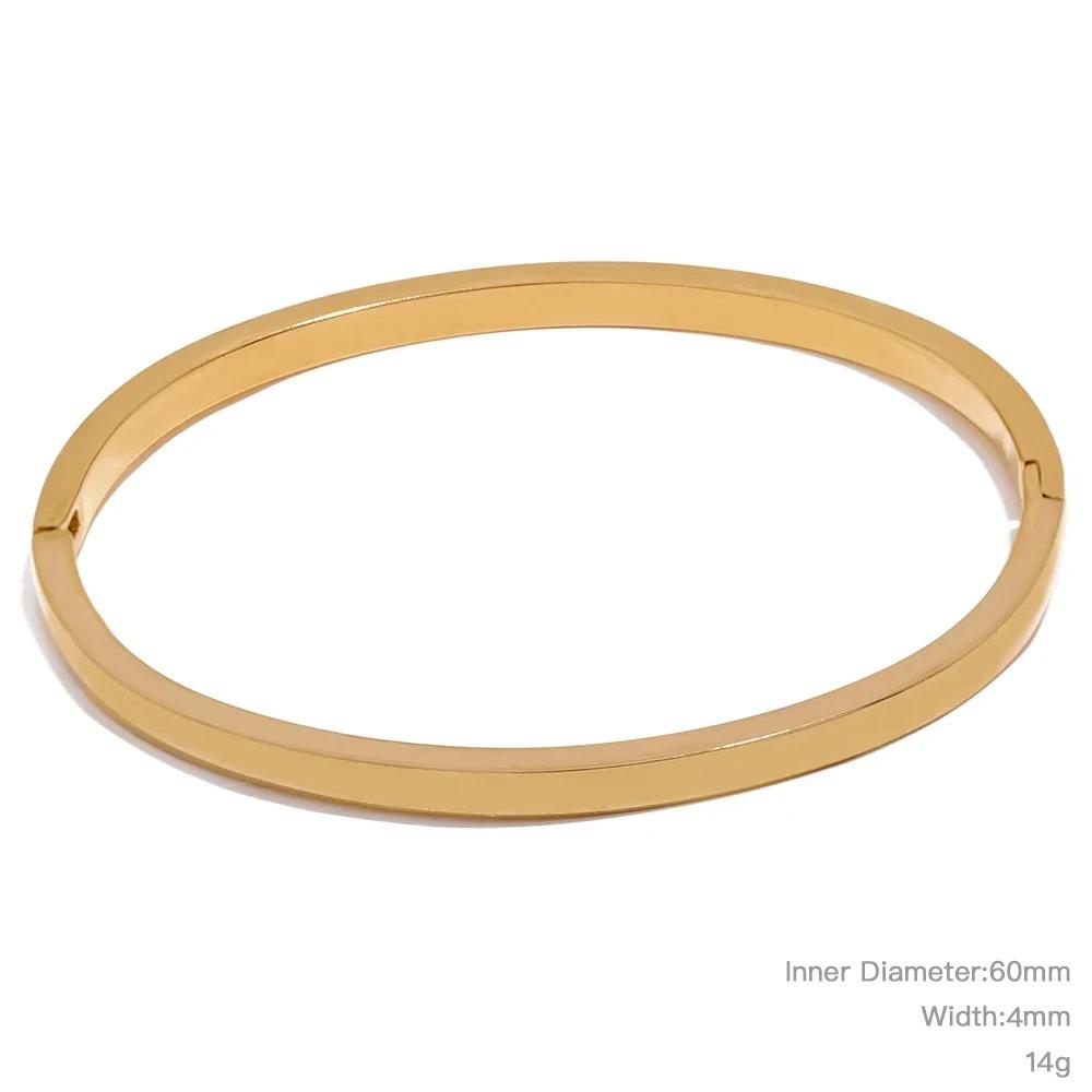 

Yhpup 60mm Waterproof 316L Stainless Steel Round Smooth Bracelet Bangle Women Minimalist 18k Gold Color Texture Charm Jewelry