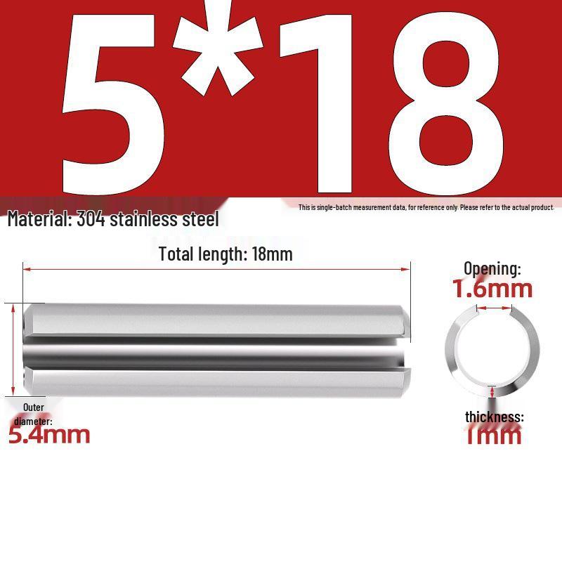 304 Stainless Steel Slotted Spring Pin, Cylindrical Shaft Pin, Locating and Hollow Pin (M5-M12)