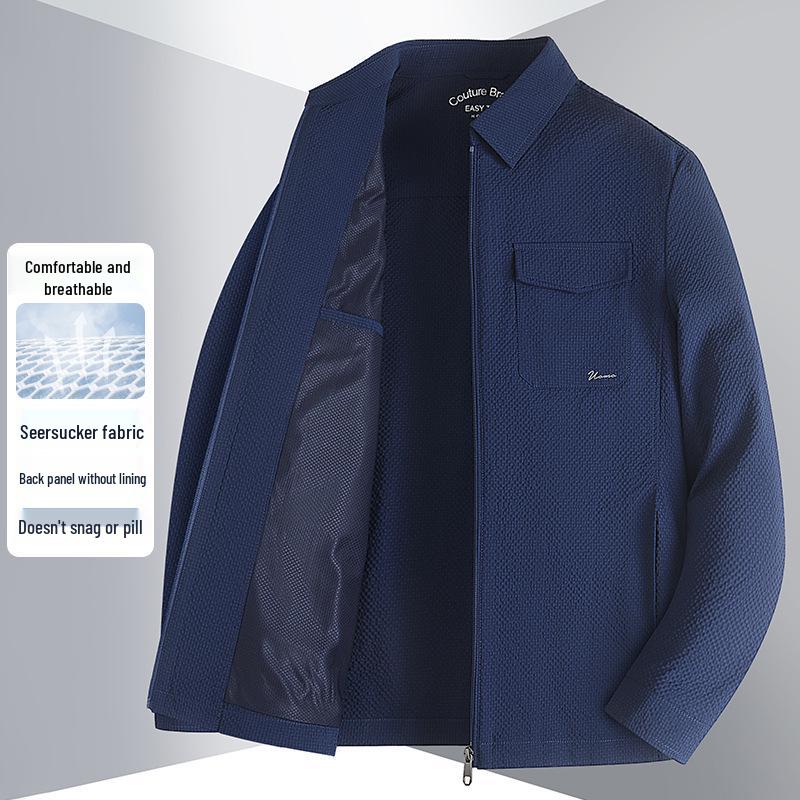 High-End Spring Business Casual Jacket - Turn-Down Collar, Zipper, Lightweight Executive Workwear