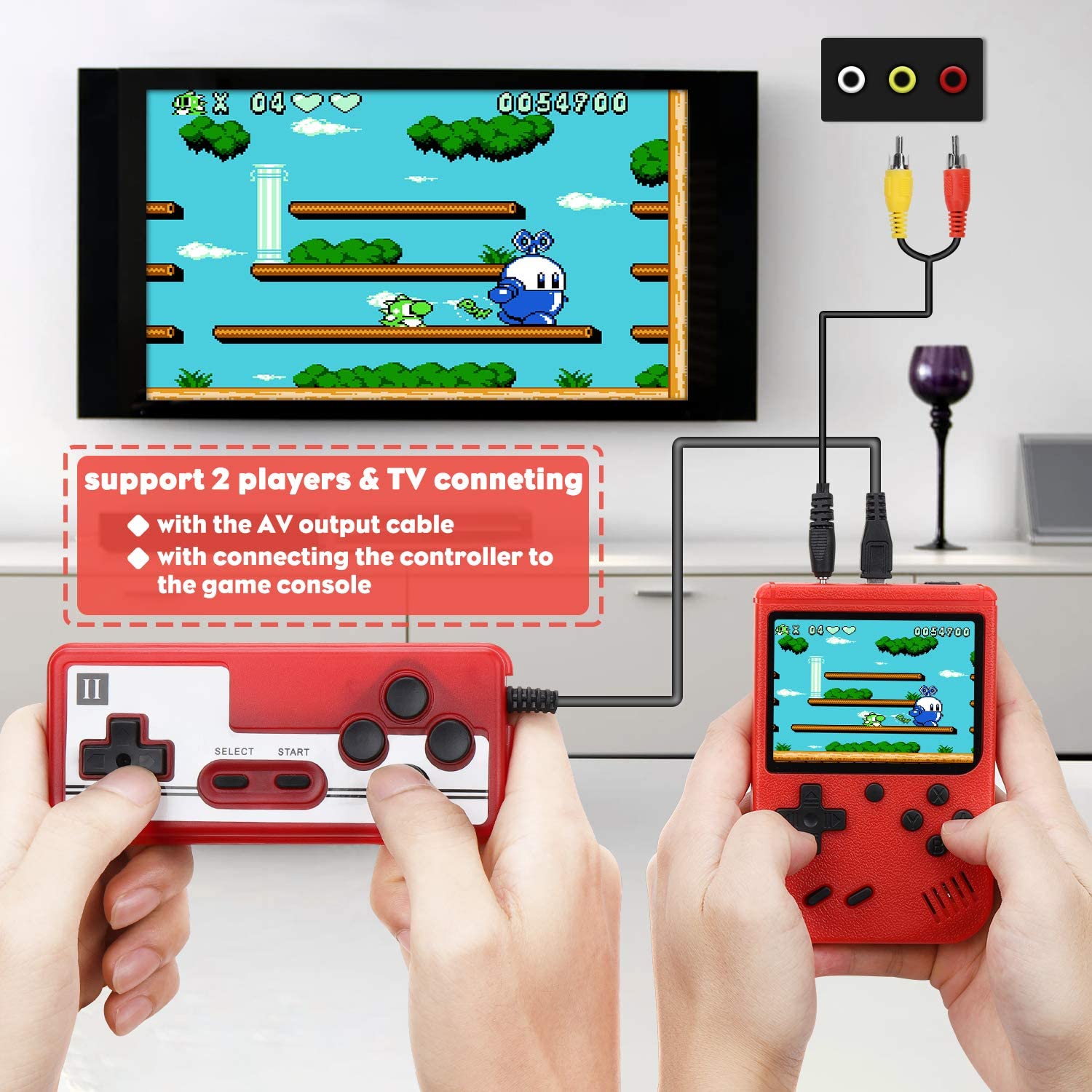 

Мини-ручной игровой плеер, портативный игровой приставки для двух игроков, 400 игр в 1, красочный HD-экран, игровая коробка, подарок для детей