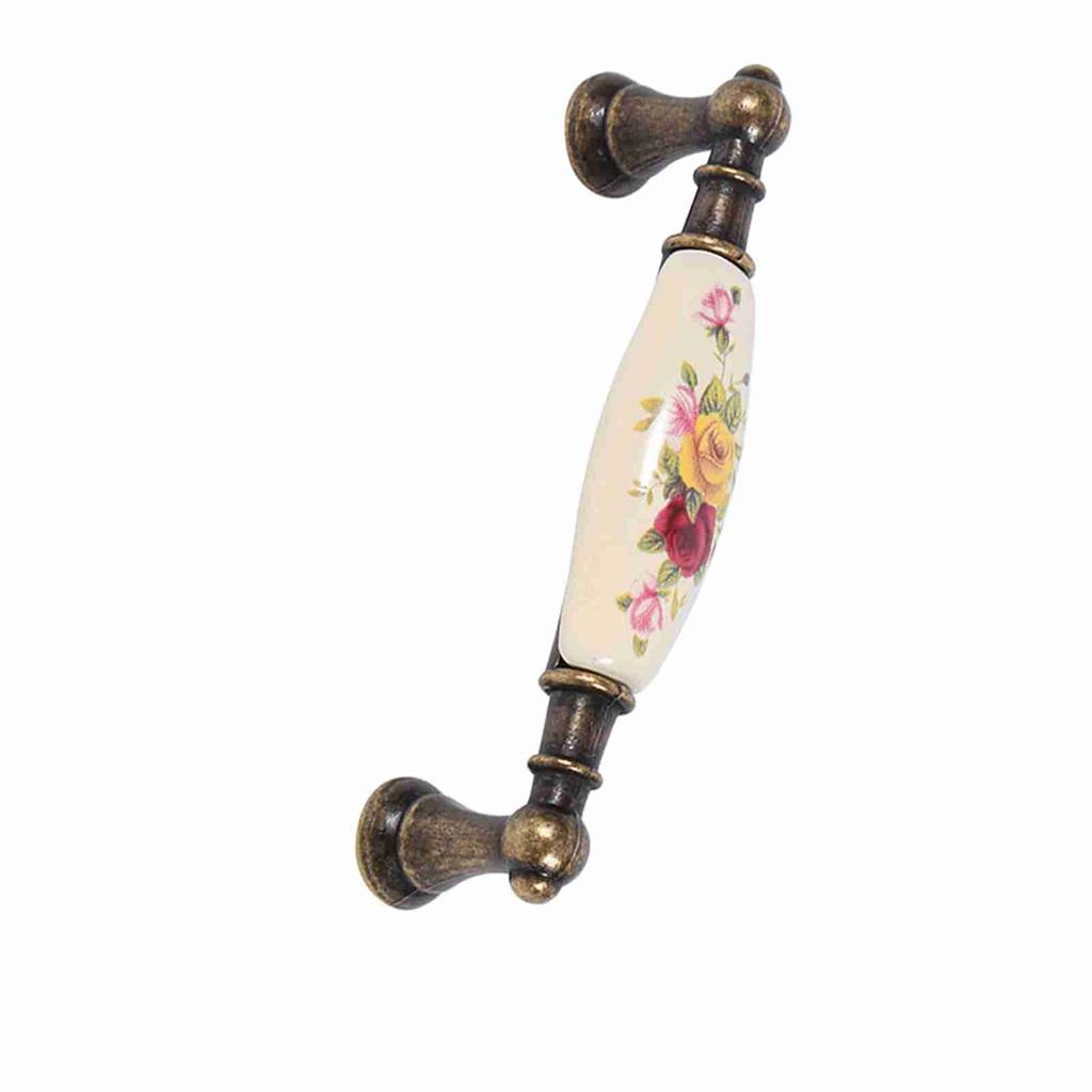 Vintage Flower Ceramic Bronze DIY Door Handles Cabinet Cupboard Drawer Knobs Pull 2#