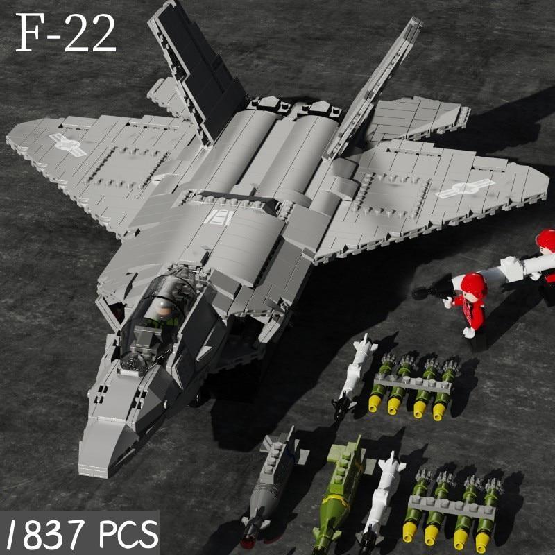 

Военно-технический F22 Raptor Stealth Fighter, строительные блоки, мировая война, WW2, солдаты спецназа, куклы, кирпичи, детские игрушки, подарок