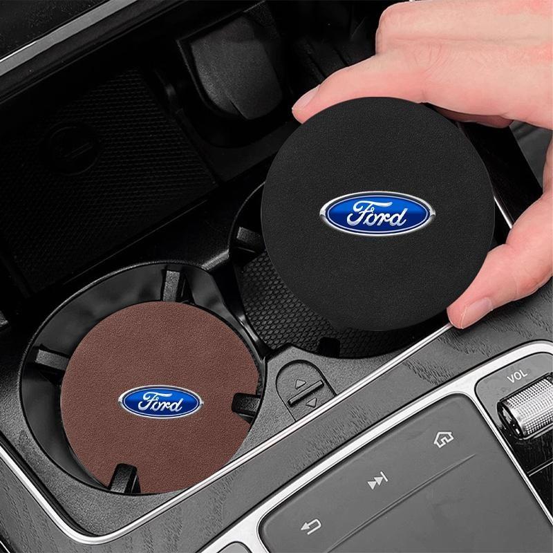 Badge Car Cup Coaster Waterproof Non-Slip Sift-Proof Spill Saucer For Ford F150 Focus Ranger Fiesta Transit Mustang Mondeo MK2 MK3 Fusion