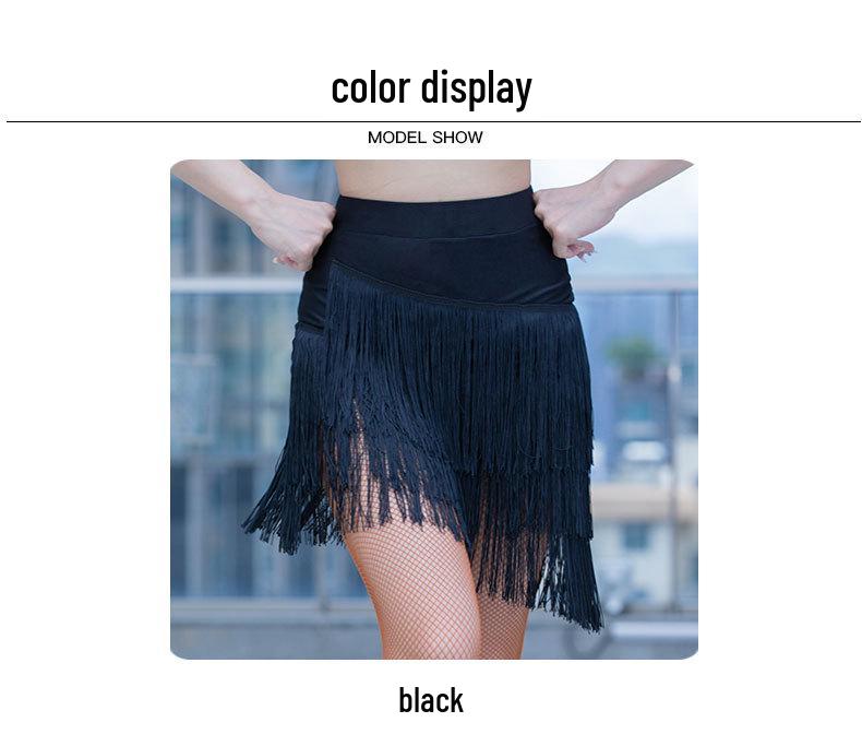 Fustă cu ciucuri pentru spectacol de dans latin jazz pentru femei Xi Mengyiyao