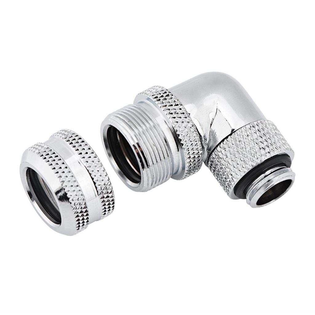 PC Water Cooling Two touch Fitting G1Celsius4 Thread 90 Degrees Elbow Connector for 14MM Tube Black