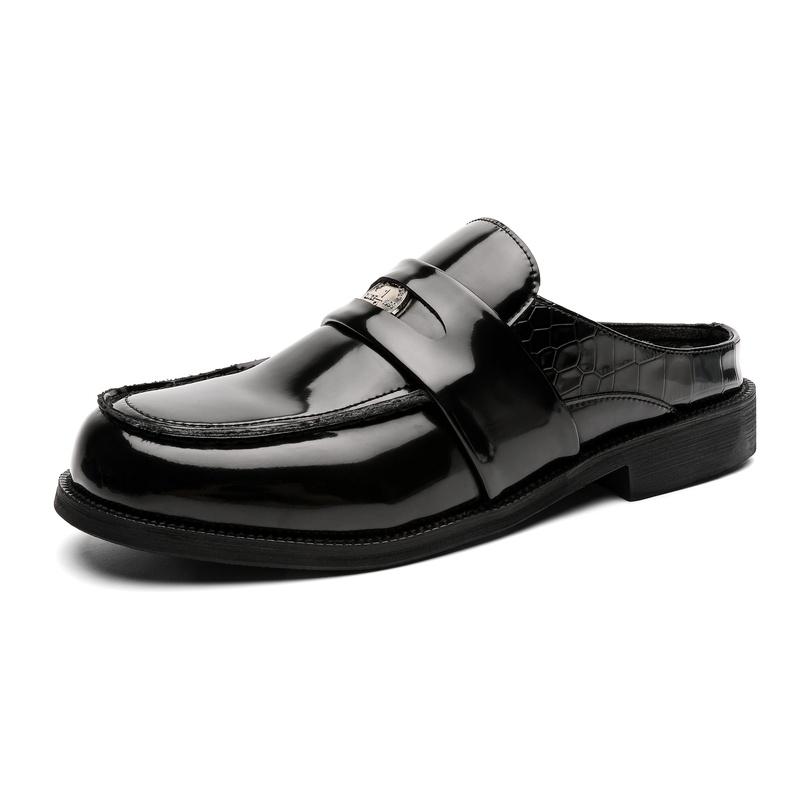Big Size 46 Slides Sandals Slip-On Mules Half Drag Slippers For Man Patent Leather Flat Sneakers Backless Loafers Casual Shoes