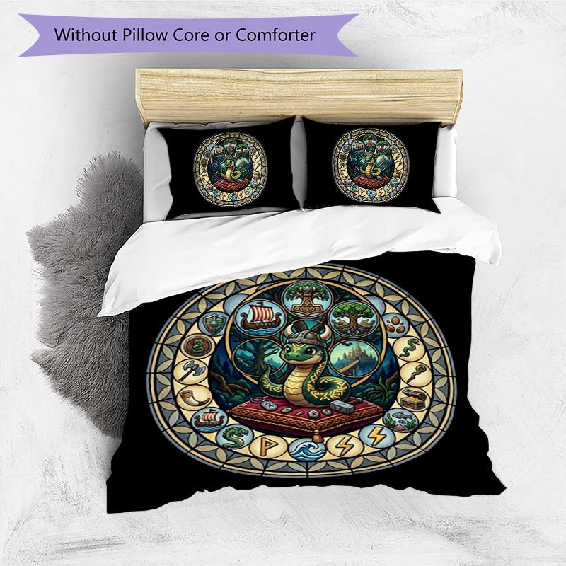 Serpent Symbols Pattern Bedding,Quilt Set Quilt Cover Pillowcase Home Birthday Gift (1*duvet Cover+2*pillowcase,without Core)