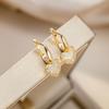 Gold-Plated Inlaid Heart Earrings: Elegant French Retro Studs for Women