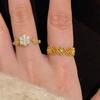 Romantic Floral Hollow Out Rose Flower Rings for Women Sweet Single Row Diamond Inlaid Exquisite Engagement Ring Jewelry Gift