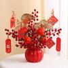 Luxurious Chinese-Style Pomegranate Fruit Arrangement: Faux Red Berries & Flowers for Living Room or Restaurant Decor