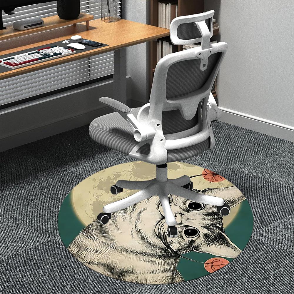 1 Stück Mondlicht Schnurrhaare Büro Runder Teppich, Matte Geeignet Für Büro, Unter Bürostühlen Schlafzimmer Wohnzimmer Heimdeko, Zimmer Deko