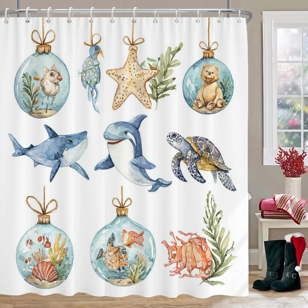 

Cartoon snowman Shower Curtains with Hooks Merry Christmas Santa Claus Bathroom Curtain Polyester Fabric home Decor Curtain W90xH180cm