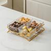 Ruhan Light Luxury 4-Compartment Hammered Glass Fruit Platter with Arched Stand