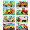 Number Wooden Puzzles Toys for Kids, Toddler Number Puzzle, 3D Car Puzzles and Engineering Vehicleal Jigsaw Toys for Boy Girl