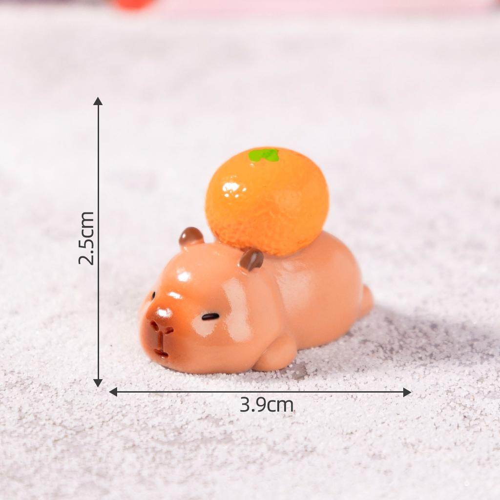 7Pcs Micro Landscape Carpybara Doll Set Cute Wealth Attraction Diy Jewelry Holder New Year Decor Small Dolphin Ornaments