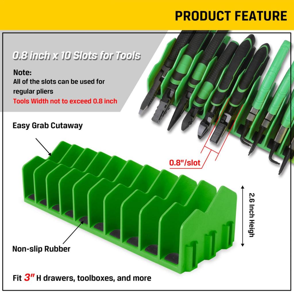 Practical Plier Organizer Rack Holds Up To Ten Pliers Drawer Toolbox Sturdy Pliers Tool Organizer Storage Rack Space-Saving