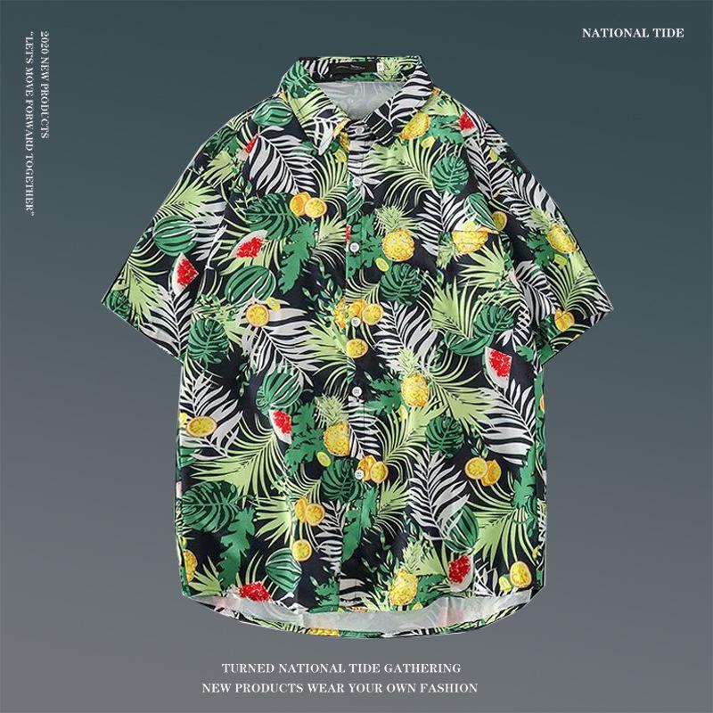 Japanese Hong Kong-Style Floral Hawaiian Shirt - Unisex Summer Short-Sleeve Retro Beachwear
