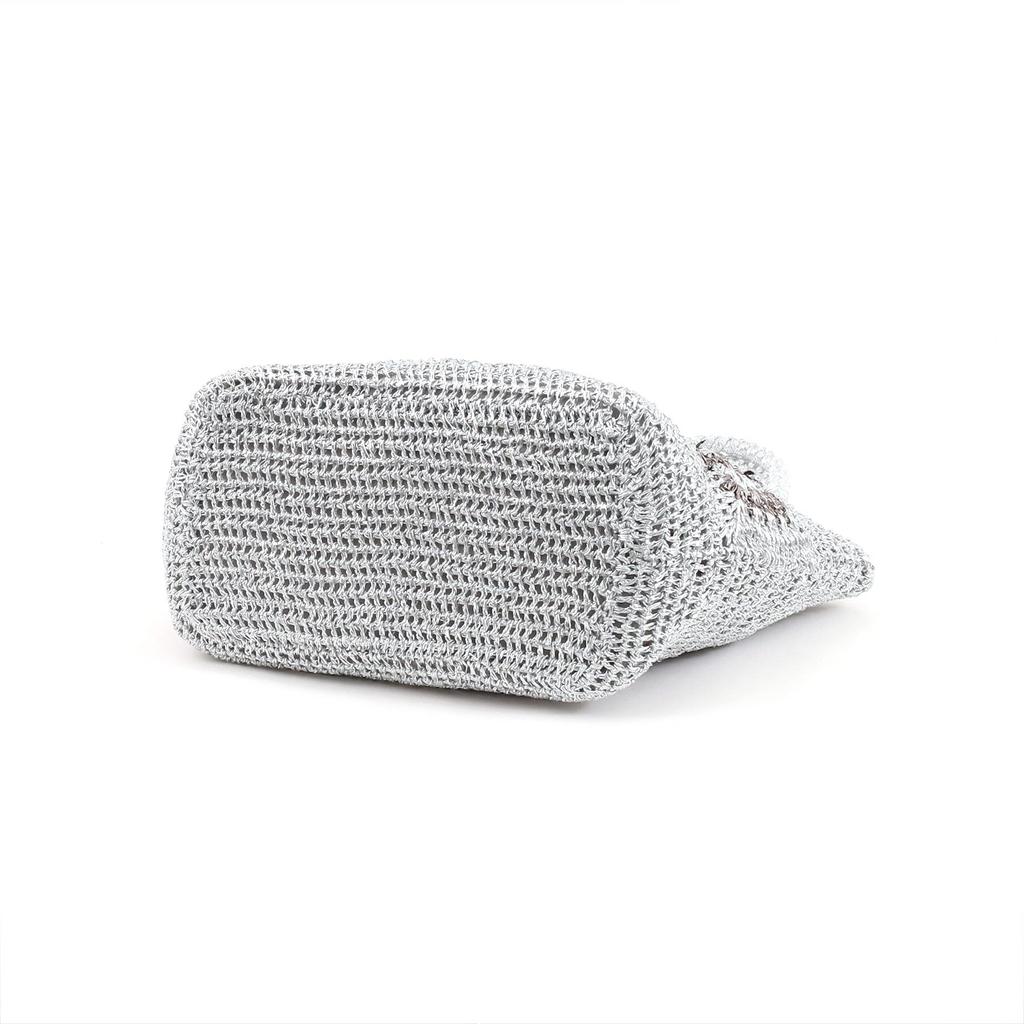Metallic Cord Crochet Tote Bag 2613112029 Silver [Kuuko] (399)