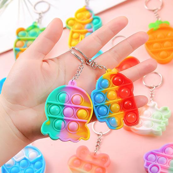 Bubble Popping Keychain Students Office Workers Stress Relief Push Bubble Key Ring Backpack Hanging Decoration Charm