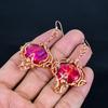Pink Australian Triplet Opal 999 Copper Wire Wrapped Earrings, Handmade Gemstone Jewelry Earrings For Memorial Day