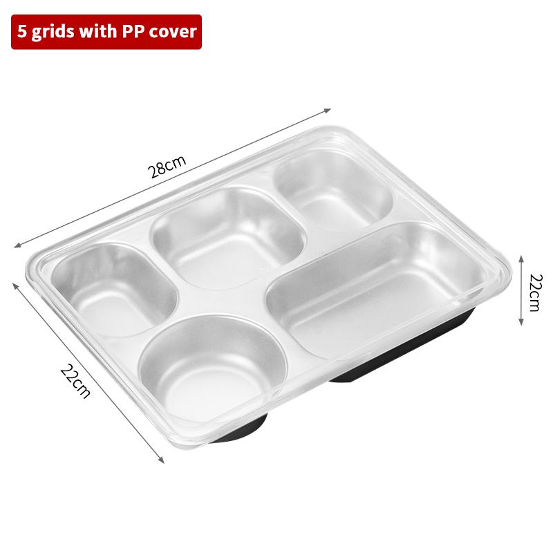 

Обеденная тарелка из нержавеющей стали, разделенный поднос для обеда с крышкой, контейнер для хранения продуктов, детский поднос для школьной столовой, кухонная утварь