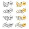 Women's Children's Cross-Border F316 Titanium Alloy Silver Plated Zircon Geometric 8mm Ear Studs Bow Body Piercing Jewelry