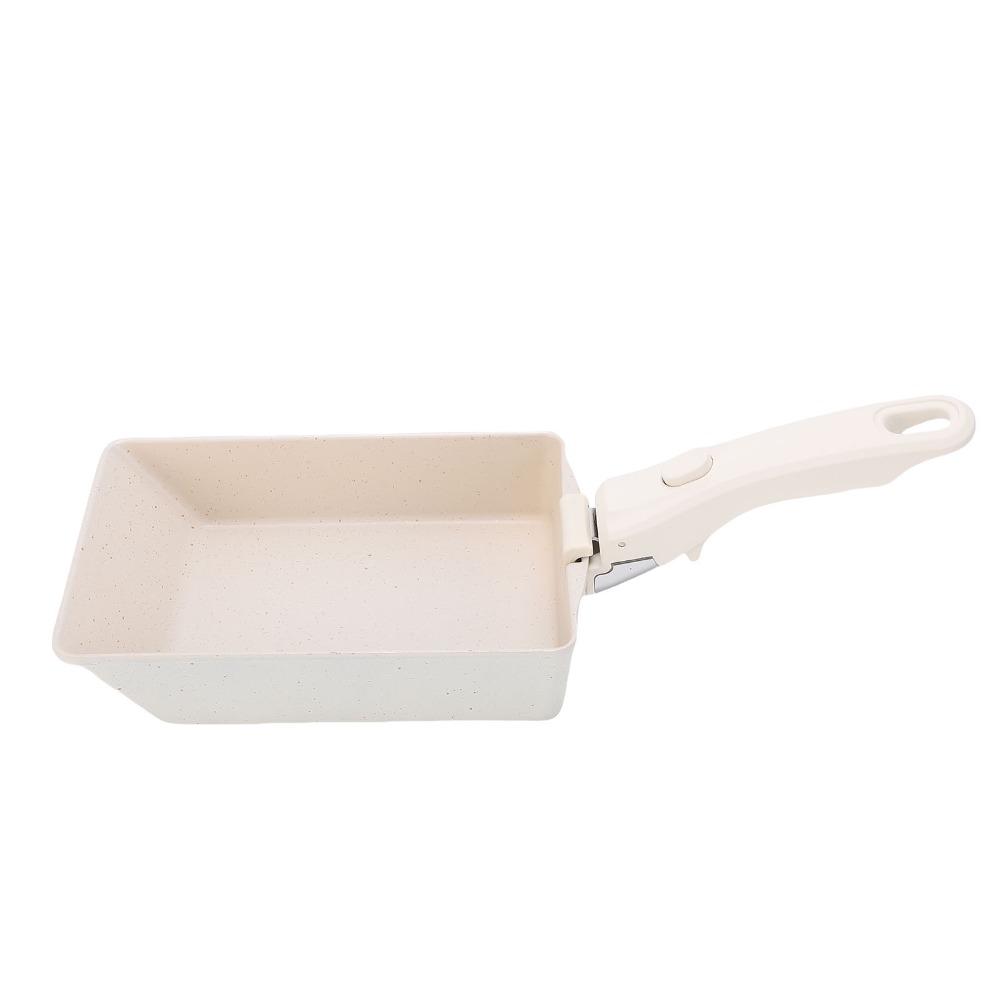Non Stick Coating Omelette Pan Beige Black Egg Roll Skillet Tamagoyaki Pan Home Cooking Camping
