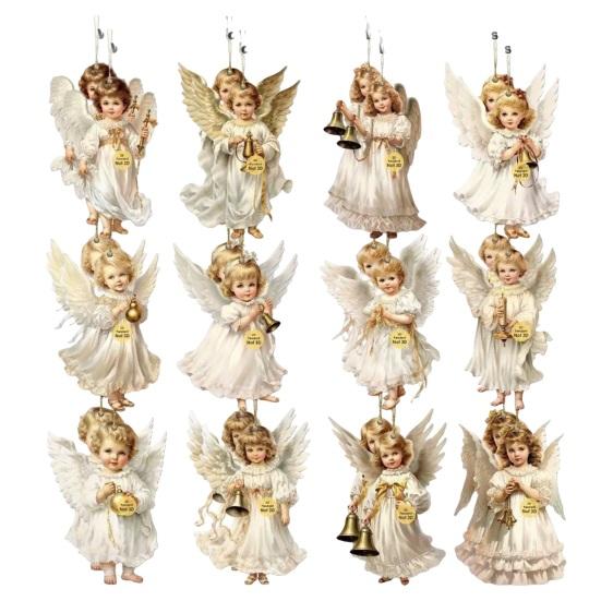 24 Pcs Victorian Style Ornaments Set Angel Hanging Golden A