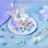 100 Pieces Cellophane Sheets, Blue Fluorescent Packaging, Suitable for Iridescent Film Crafts Holographic Cellophane Paper