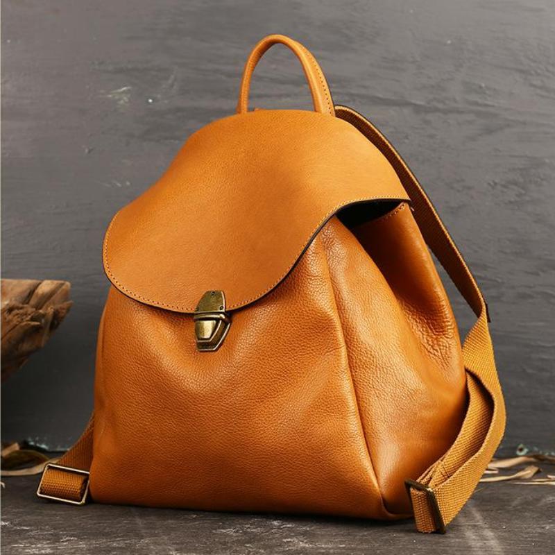 Zaino retrò in pelle di mucca primo strato Designer Borsa da viaggio da donna di lusso Borsa da donna di moda di grande capacità